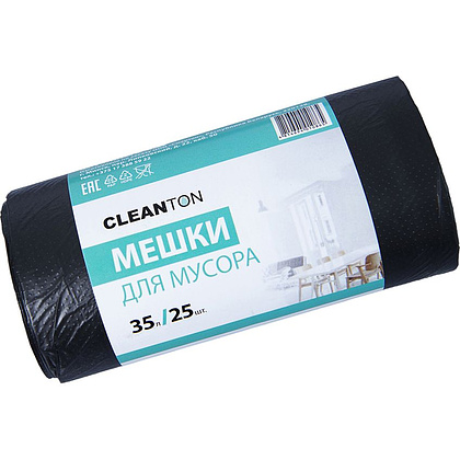 Мешки для мусора ПНД "Cleanton", 12 мкм, 35 л, 25 шт/рулон - 3