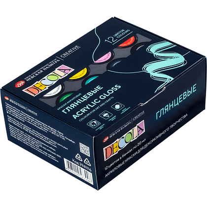 Краска акриловая глянцевая "Декола", набор 12 цветов, 20 мл, банки - 2