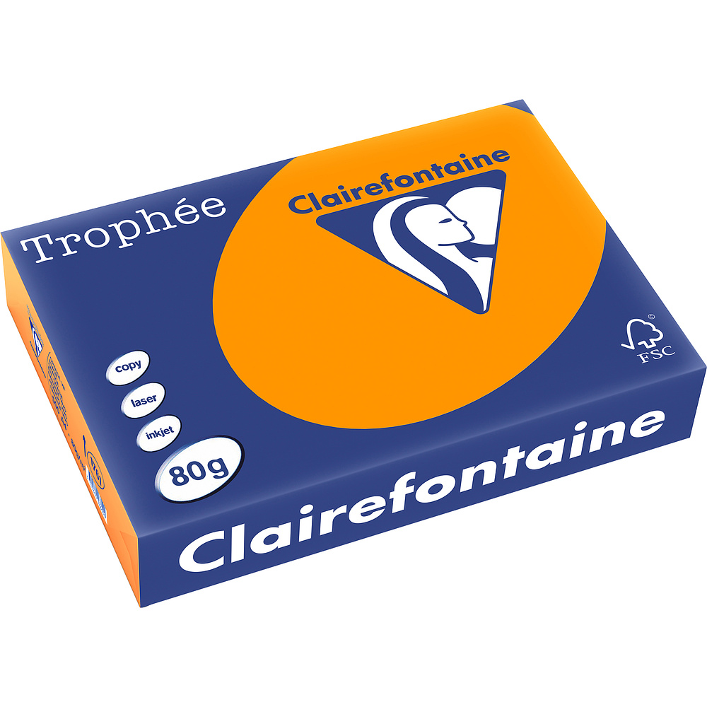 Бумага цветная "Trophée", A4, 500 листов, ярко-оранжевый