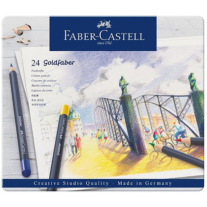 Карандаши цветные "Goldfaber", 24 шт., металлическая упаковка
