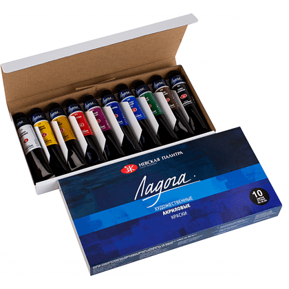 Краски акриловые "Ладога", 10 цветов, 46 мл