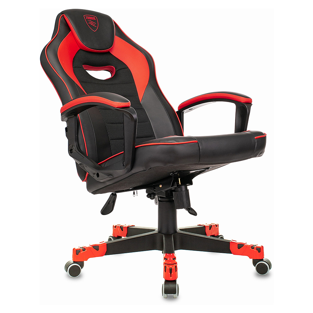 Кресло игровое "Zombie GAME 16", ткань, экокожа, пластик, черный, красный - 6