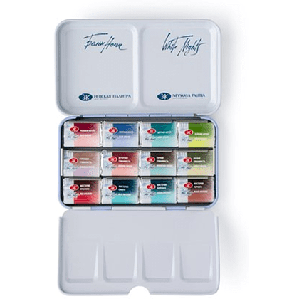 Набор акварельных красок "Белые ночи метаморфозы", 12 цветов, кюветы - 5