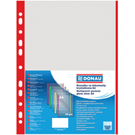 Файл (папка-карман) с цветной перфорацией, A4, 100 шт, 40 мкм, красный