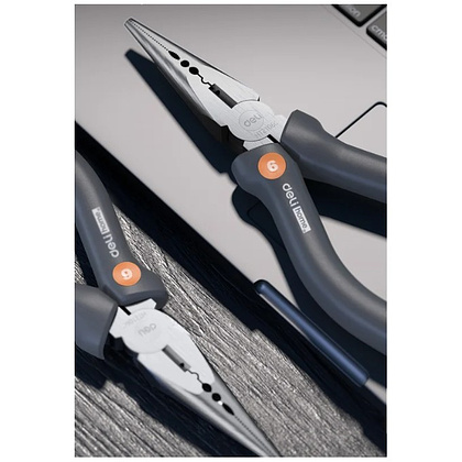 Длинногубцы Deli HS HT2106C, 160 мм, Soft Touch, оранжевый - 6