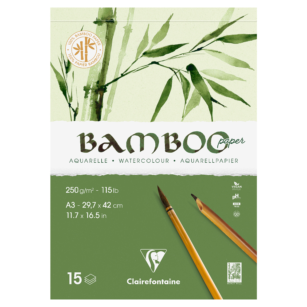 Блок-склейка для акварели "Bamboo", А3, 250г/м2, 15 листов