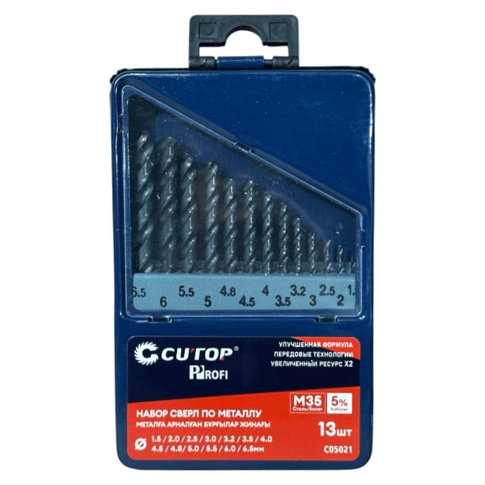 Набор сверл по металлу CUTOP C05021, 1.5-6.5 мм, 13 шт