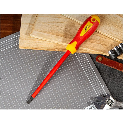 Отвертка диэлектрическая Deli YS EDL5161501, SL6,5х150 мм, желтый, красный - 3