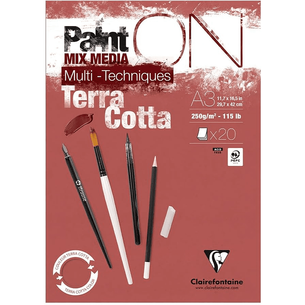 Блок-склейка "Paint'On", А3, 250г/м2, 20 листов, терракотовая бумага
