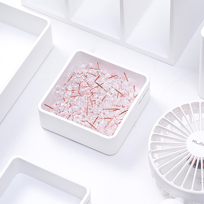 Набор канцелярский "Deli", кнопки+скрепки+зажимы, розовое золото - 4