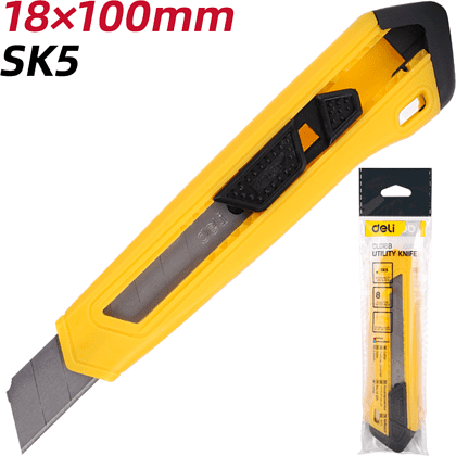 Нож для бумаги "Deli DL018B", 18 мм, жёлтый - 9