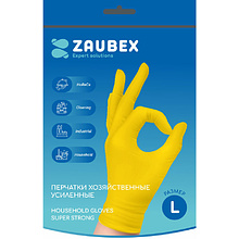 Перчатки латексные хозяйственные "Zaubex", усиленные, р-р L, желтый