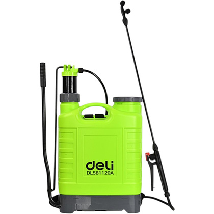 Опрыскиватель садовый помповый Deli GS EDL581120A, 20 л, ранцевый, зеленый, черный