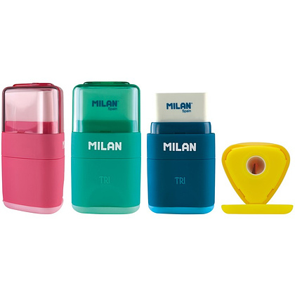 Точилка "Tri" с ластиком, 1 отверстие, с контейнером