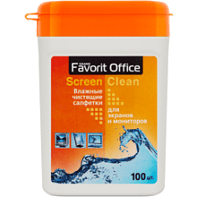 Салфетки влажные "Favorit Office Screen Clean" для ухода за LCD/LED экранами, туба, 100 шт