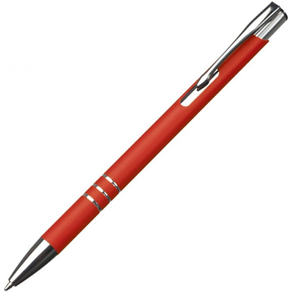 Ручка шариковая автоматическая "New Jersey", 0.7 мм, красный, серебристый, стерж. синий