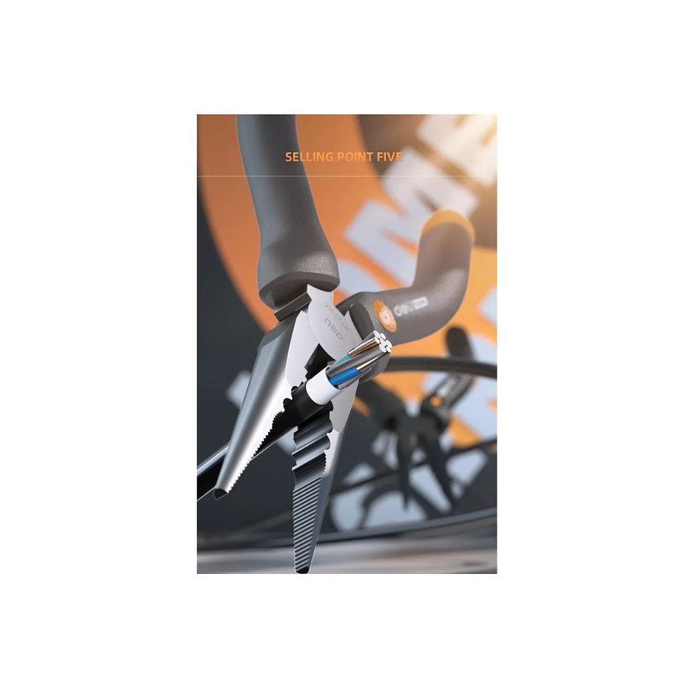 Длинногубцы Deli HS HT2106C, 160 мм, Soft Touch, оранжевый - 5