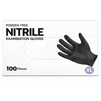 Перчатки нитриловые неопудренные одноразовые, р-р XL, 100 шт./уп., черный