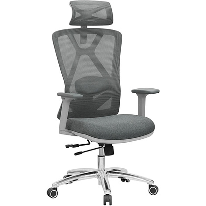 Кресло для руководителя EVOLUTION "EXO F1", ткань, сетка, алюминий, серый