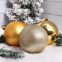 Шар елочный "183252", 10 см, пластик, ассорти, 3 шт/уп.