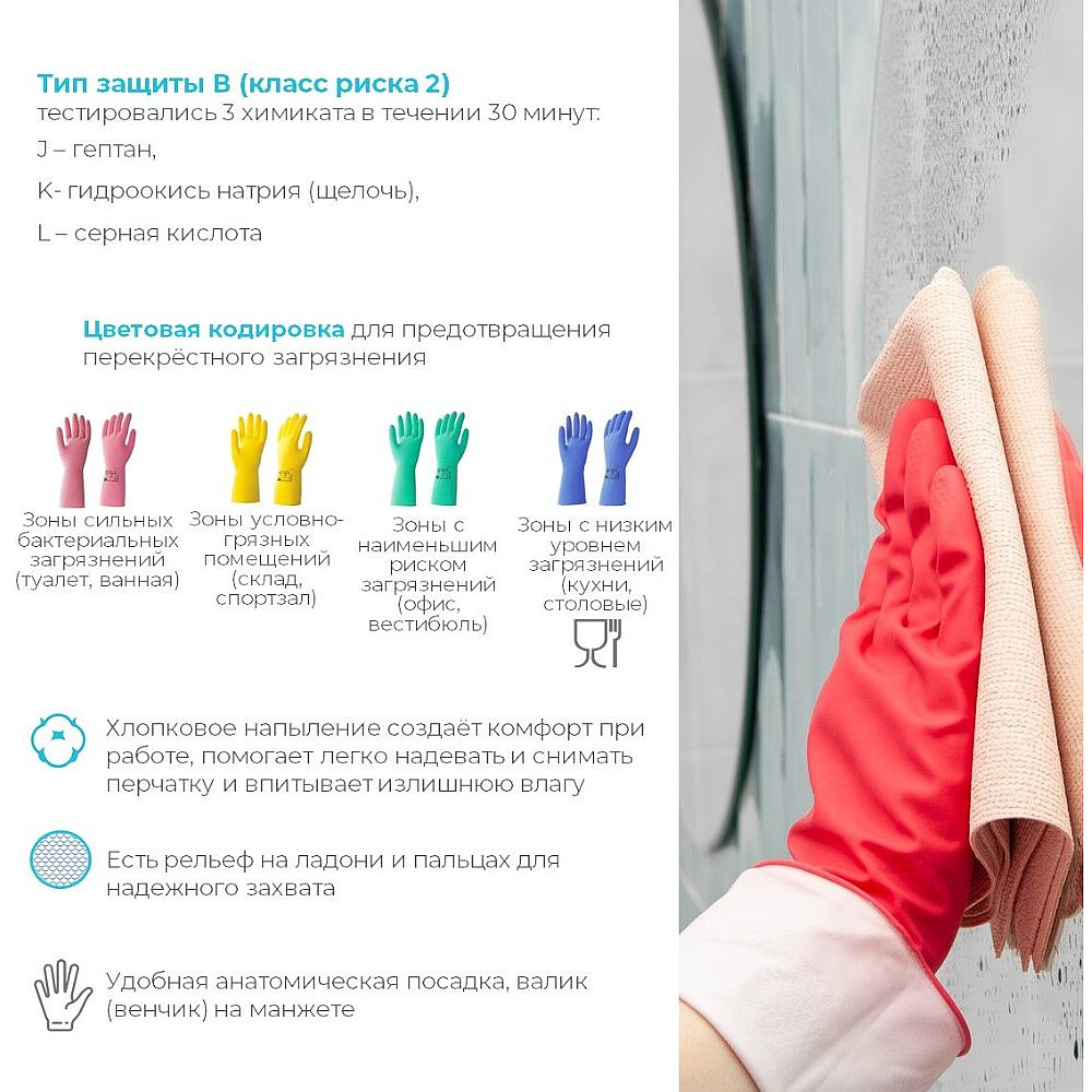 Перчатки латексные HQ Profiline, р-р S, с х/б покрытием, желтый - 10