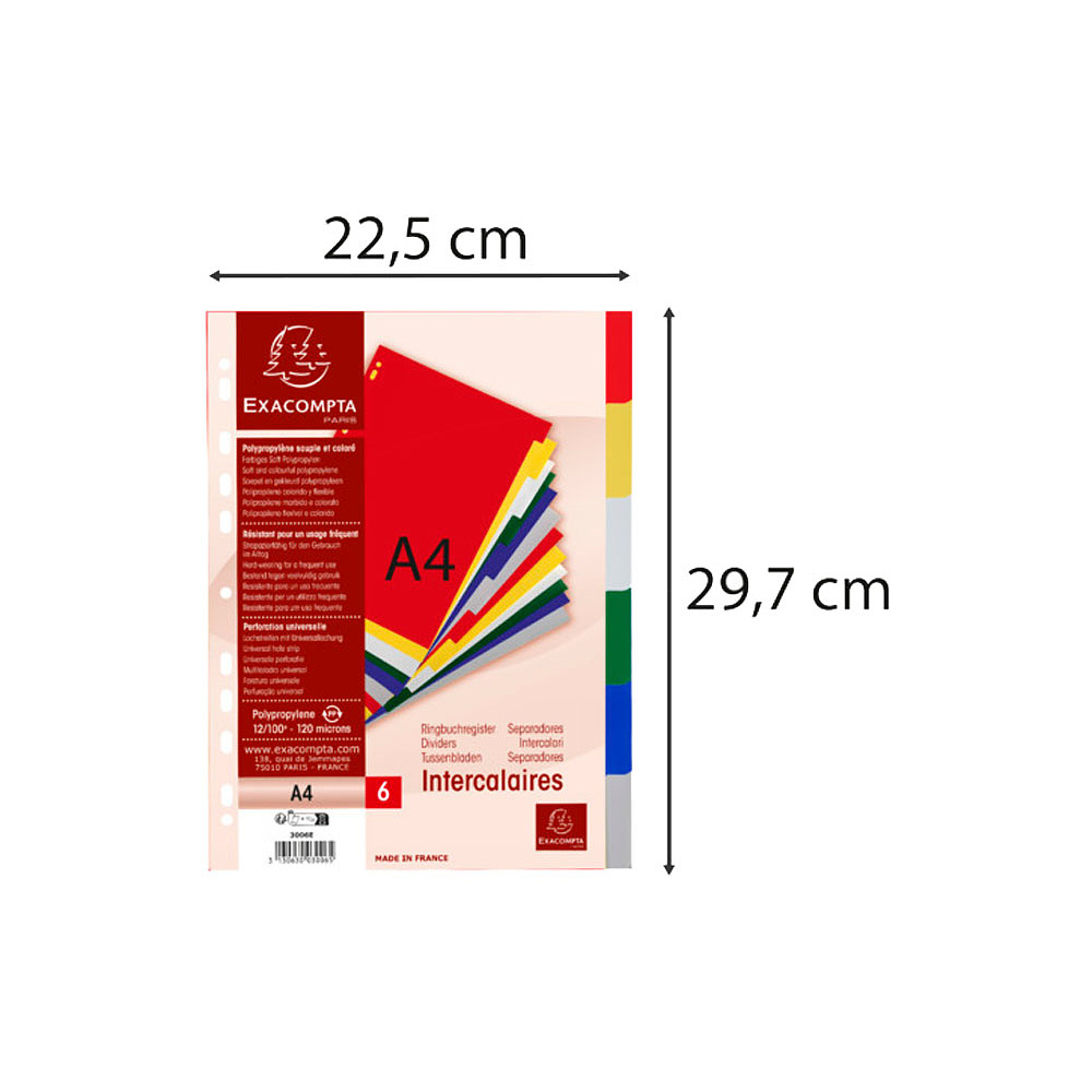 Разделитель "Exacompta economy", A4, 6 делений, ассорти - 2