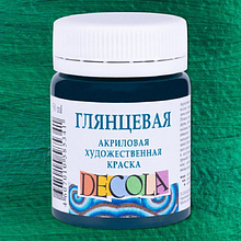 Краска акриловая глянцевая "Декола", 720 изумрудная, 50 мл., банка