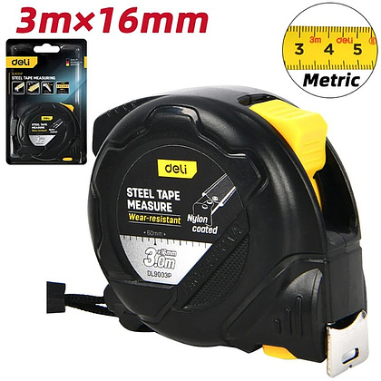 Рулетка Deli YS EDL9003P, 3 м х 16 мм, желтый, черный - 2