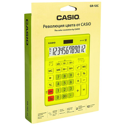 Калькулятор настольный Casio "GR-12", 12-разрядный, салатовый - 2