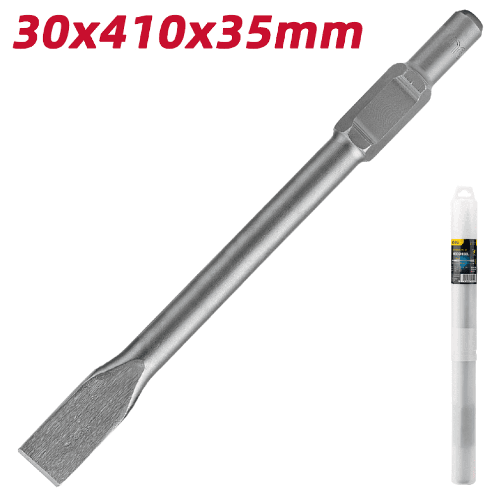 Зубило плоское Deli YS EDH-HBZ35410-E1, для отбойного молотка, 30 x 410 x 35 мм, HEX - 5