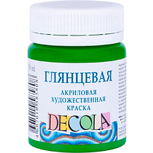 Краска акриловая глянцевая "Декола", 717 зеленая светлая, 50 мл., банка