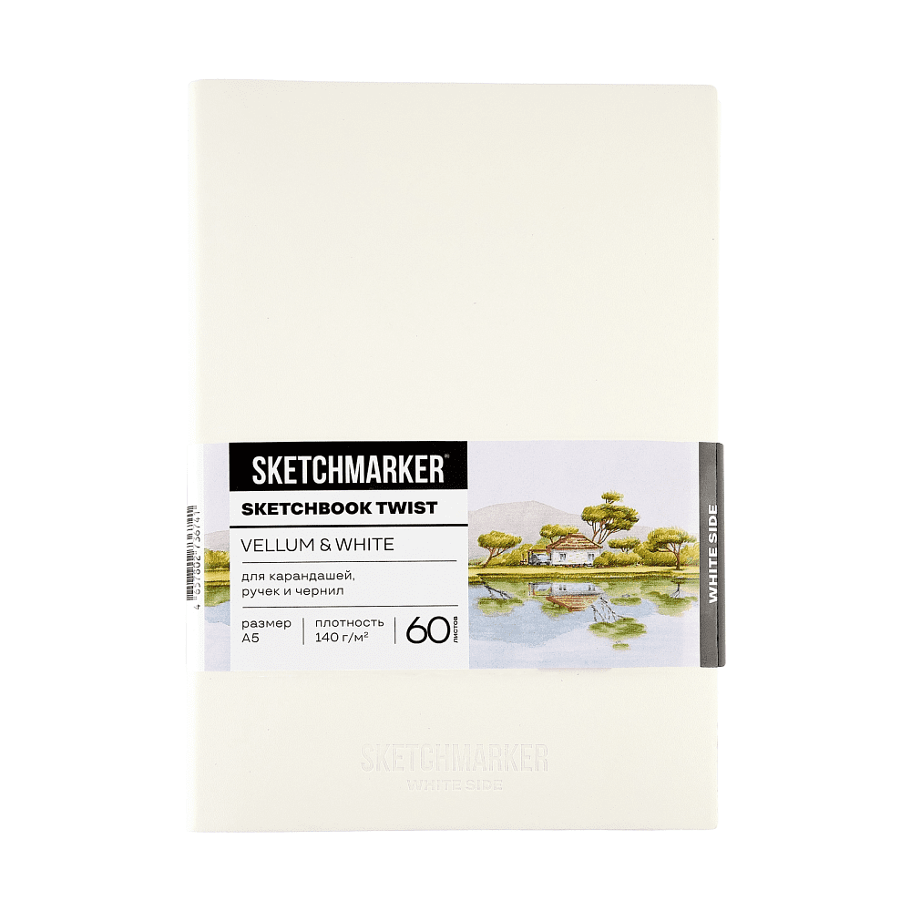 Скетчбук "Sketchmarker Vellum & White", А5, 120 листов, бумага молочная, белая