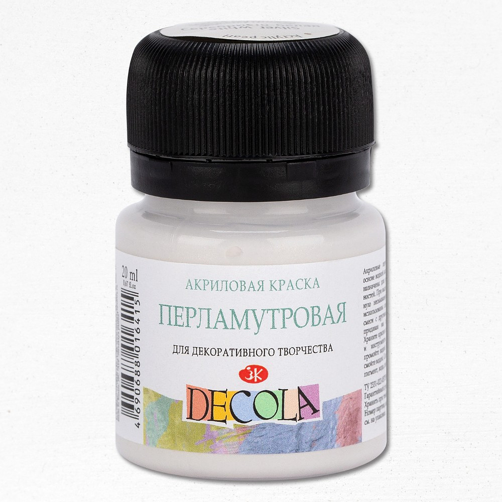 Краска акриловая перламутровая "Декола", 107 серебристо-белая, 20 мл., банка