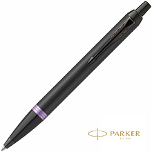 Ручка шариковая автоматическая Parker "IM Vibrant Rings K315", 0,7 мм, черный, фиолетовый, стерж. синий