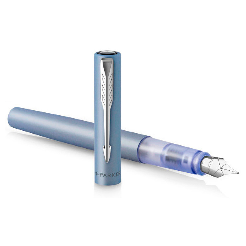 Ручка перьевая Parker "Vector XL Silver Blue", M, серебристый, патрон синий - 2