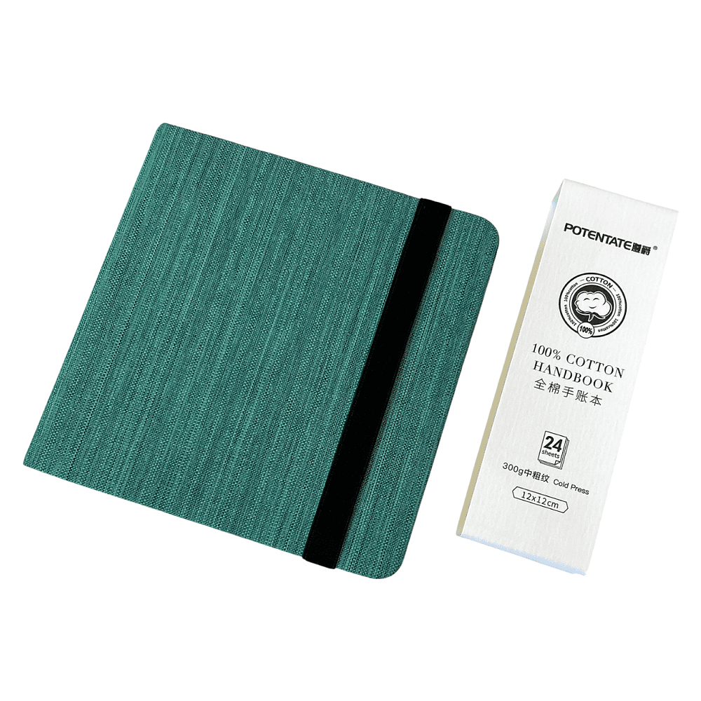 Cкетчбук для акварели "Potentate", холодный пресс, 12х12 см, 300 г/м2, 24 листа, бирюзовый - 2