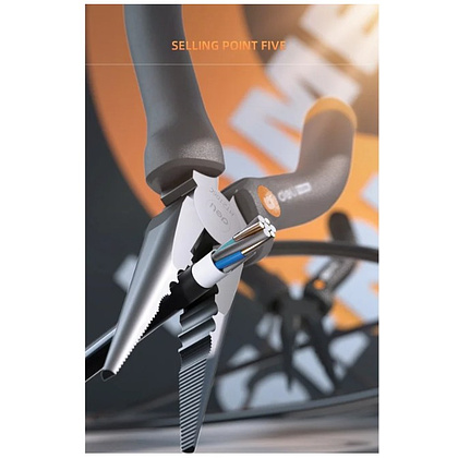 Длинногубцы Deli HS HT2106C, 160 мм, Soft Touch, оранжевый - 5