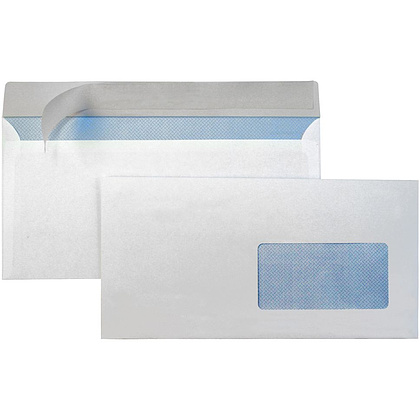 Конверты самоклеящиеся "Куверт" с отрывной лентой, dl, 1000 шт, белый