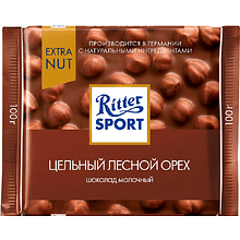 Шоколад молочный "Ritter Sport", 100 г, с цельным лесным орехом