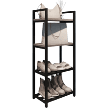 Обувница ALLERD 2+2 RION, черный муар, 440х250х1030, бетон