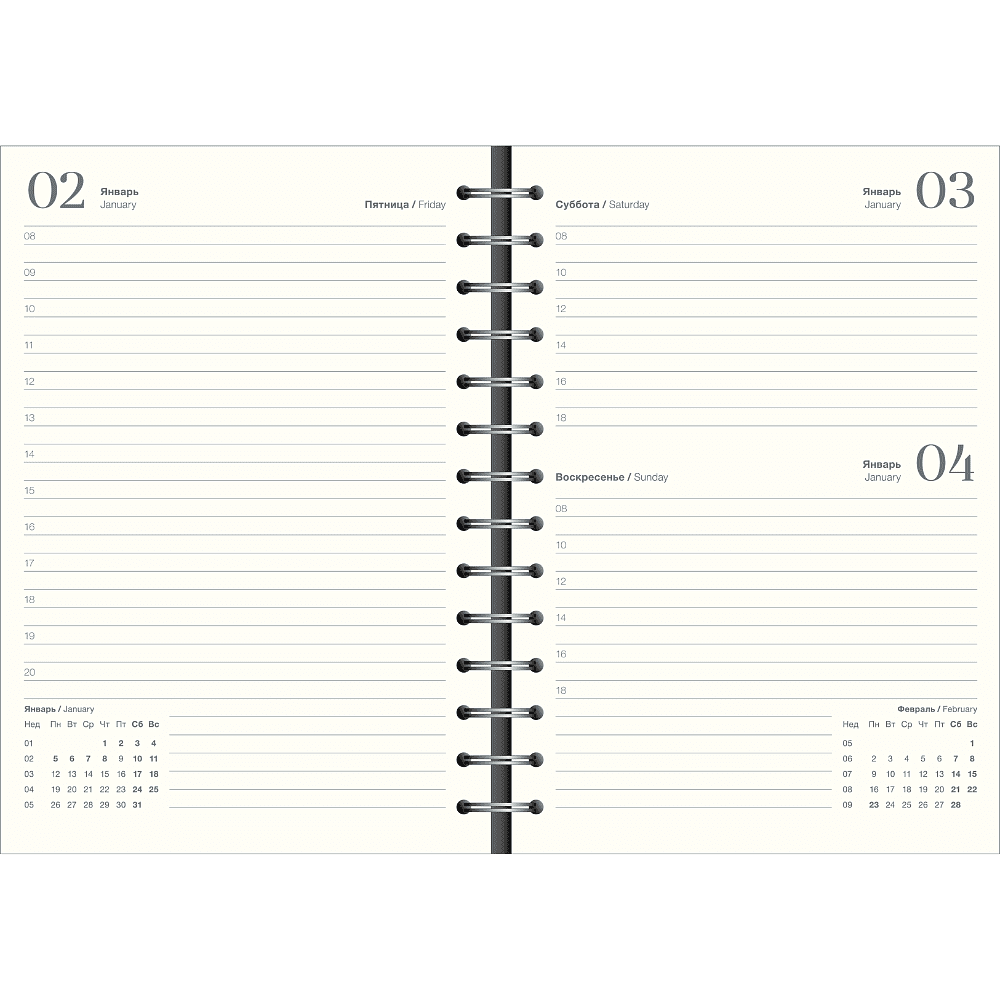 Ежедневник датированный "Клетка" на 2027 год, А5, 320 страниц, молочный - 2