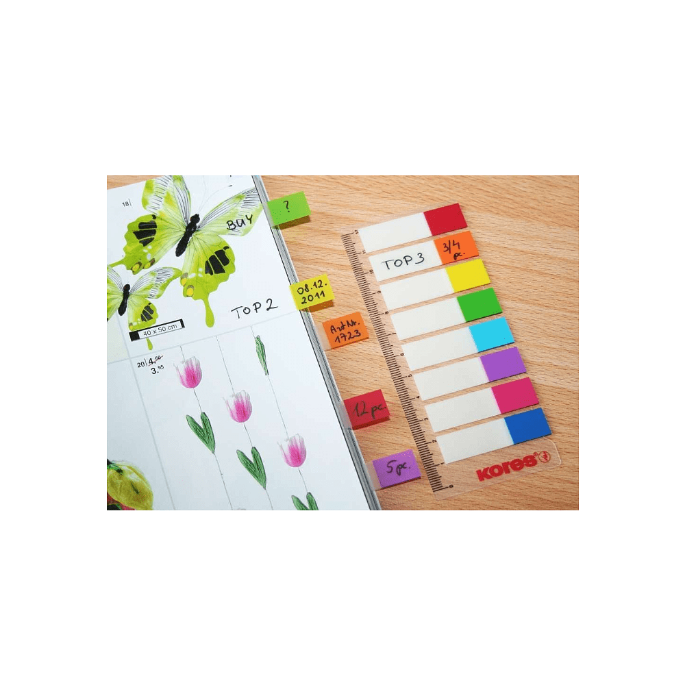 Закладки клейкие "Kores", 12x45 мм, 120 шт, ассорти - 2
