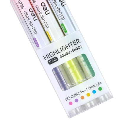 Набор маркеров текстовых "Double ended", 3 шт, ассорти - 3