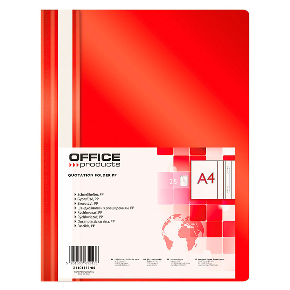 Папка скоросшиватель "Office Products", А4, красный