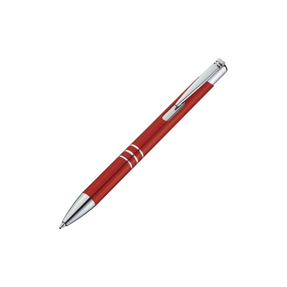 Ручка шариковая автоматическая "Ascot", 0.7 мм, красный, серебристый, стерж. синий