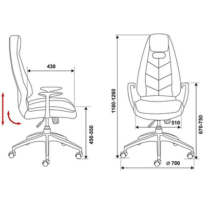 Кресло для руководителя "Бюрократ ZEN", кожа, алюминий, коричневый - 6