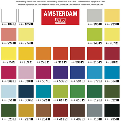 Набор красок акриловых "Amsterdam", 36 цветов, 20 мл, туба - 2