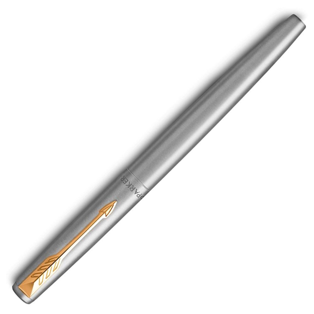 Ручка перьевая "Parker Jotter Stainless Steel CT", М, серебристый, золотистый, патрон синий - 2