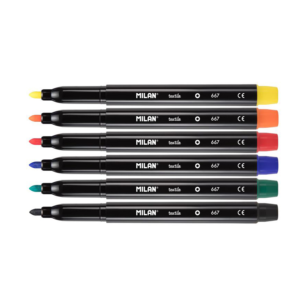Фломастеры Milan для росписи на ткани, 6 цветов - 2
