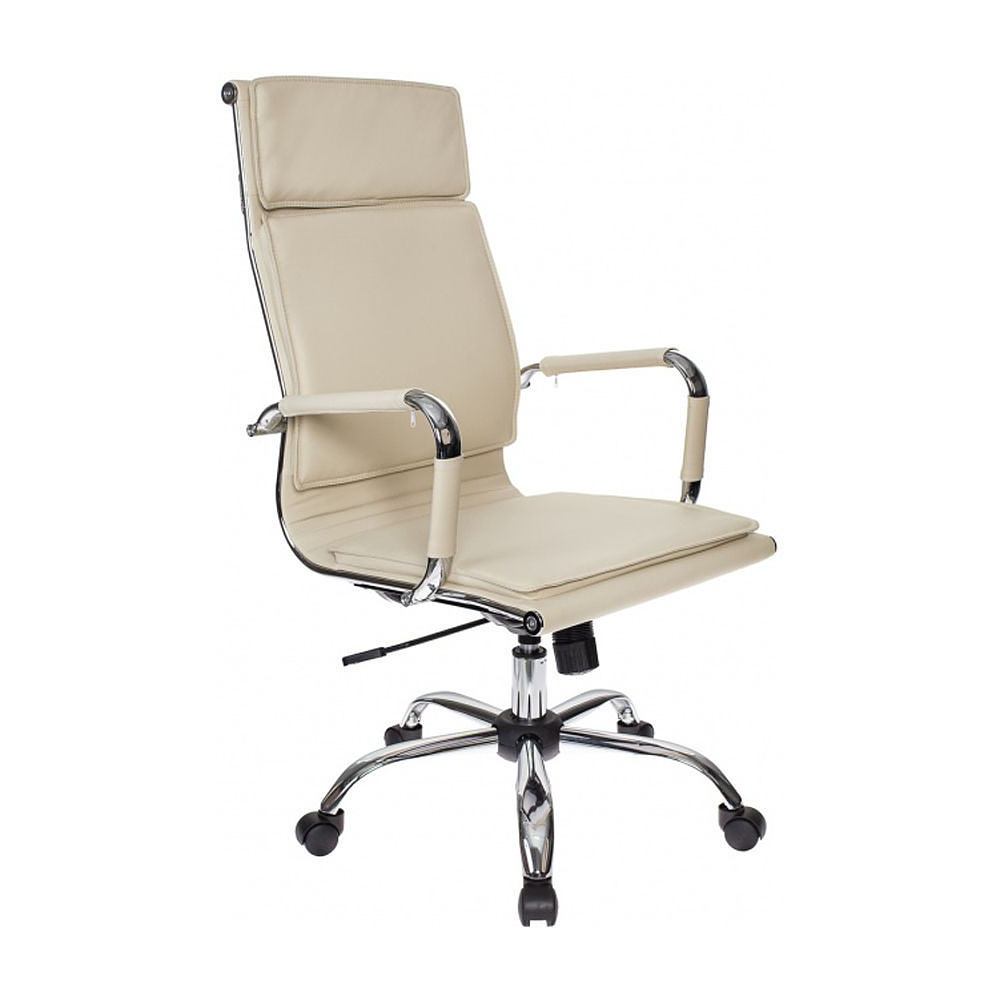 Кресло для руководителя "Бюрократ CH-993" высокая спинка, кожзам, хром, слоновая ность